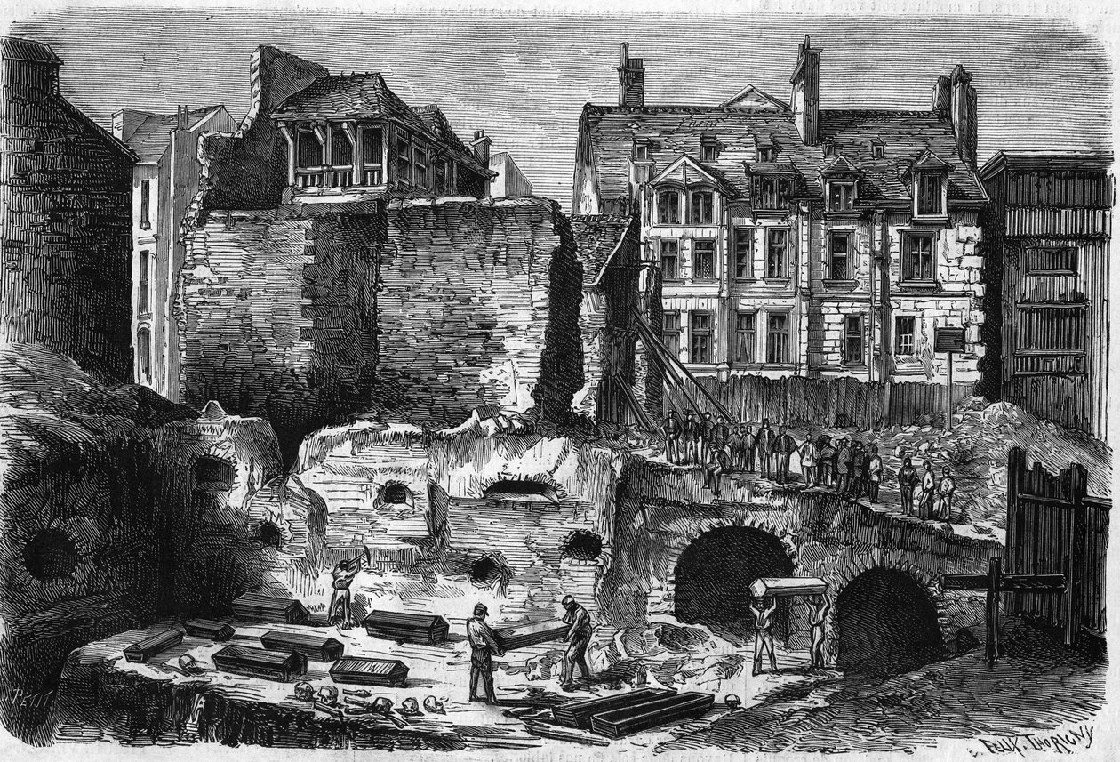 Proměny Paříže za Druhého císařství, Haussmannovská Paříž; hrobky objevené při vykopávkách prováděných v rue des Gobelins od French School