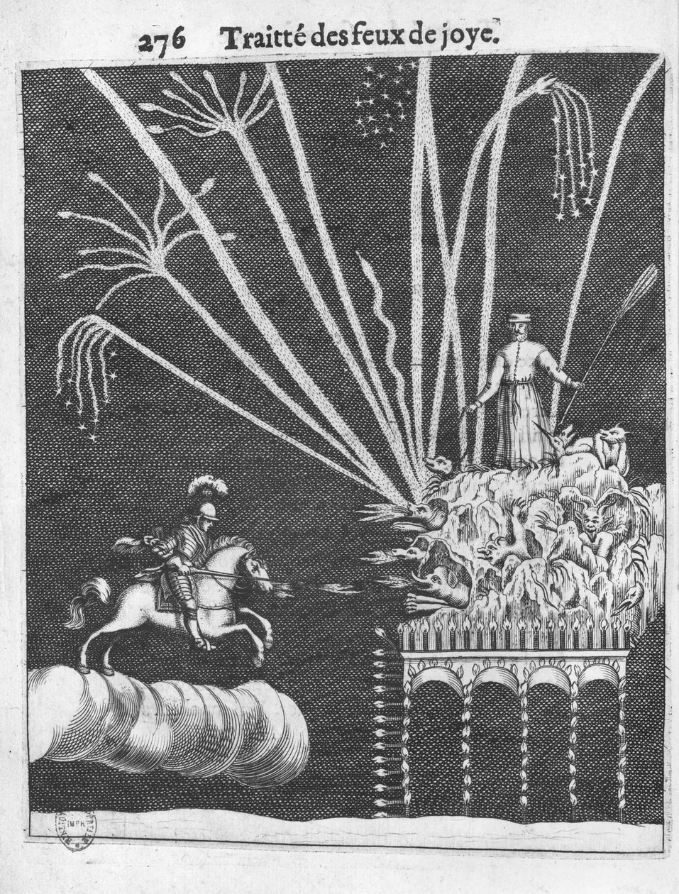 Treatise of Bonfires, ilustrace z Praxe of War od Francoise Malthuse, Paříž, 1656 od French School