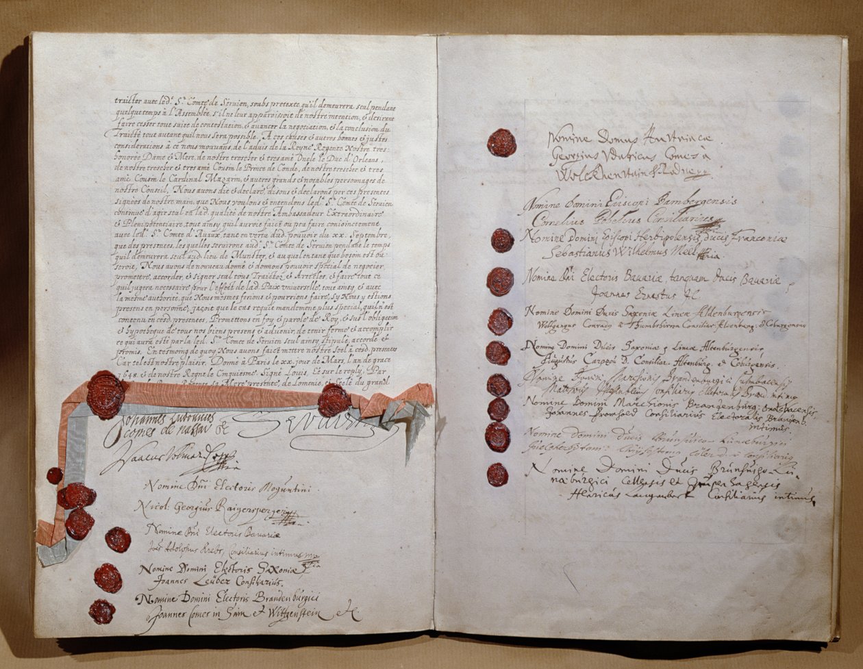 Vestfálská smlouva, podepsaná v Munsteru 24. října 1648 (viz 212750) od French School