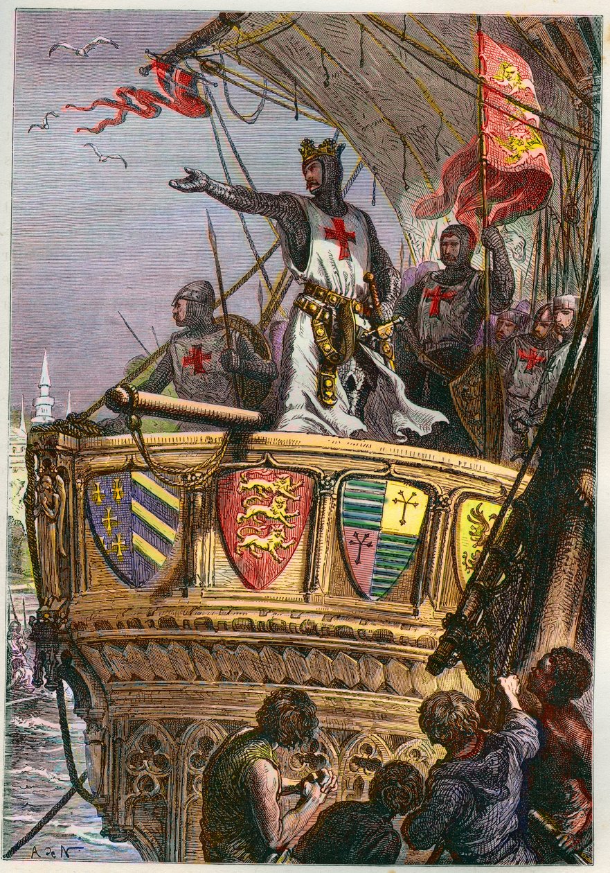 Tres Sainte Terre, svěřuji vás do péče Všemohoucího - Třetí křížová výprava: Richard I Lví srdce (1157-1199) en Crusade pour la terre Sainte od French School