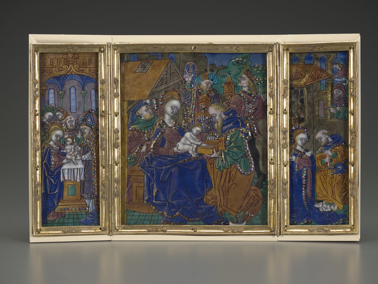 Triptych: (smalt na mědi), kolem roku 1490. od French School