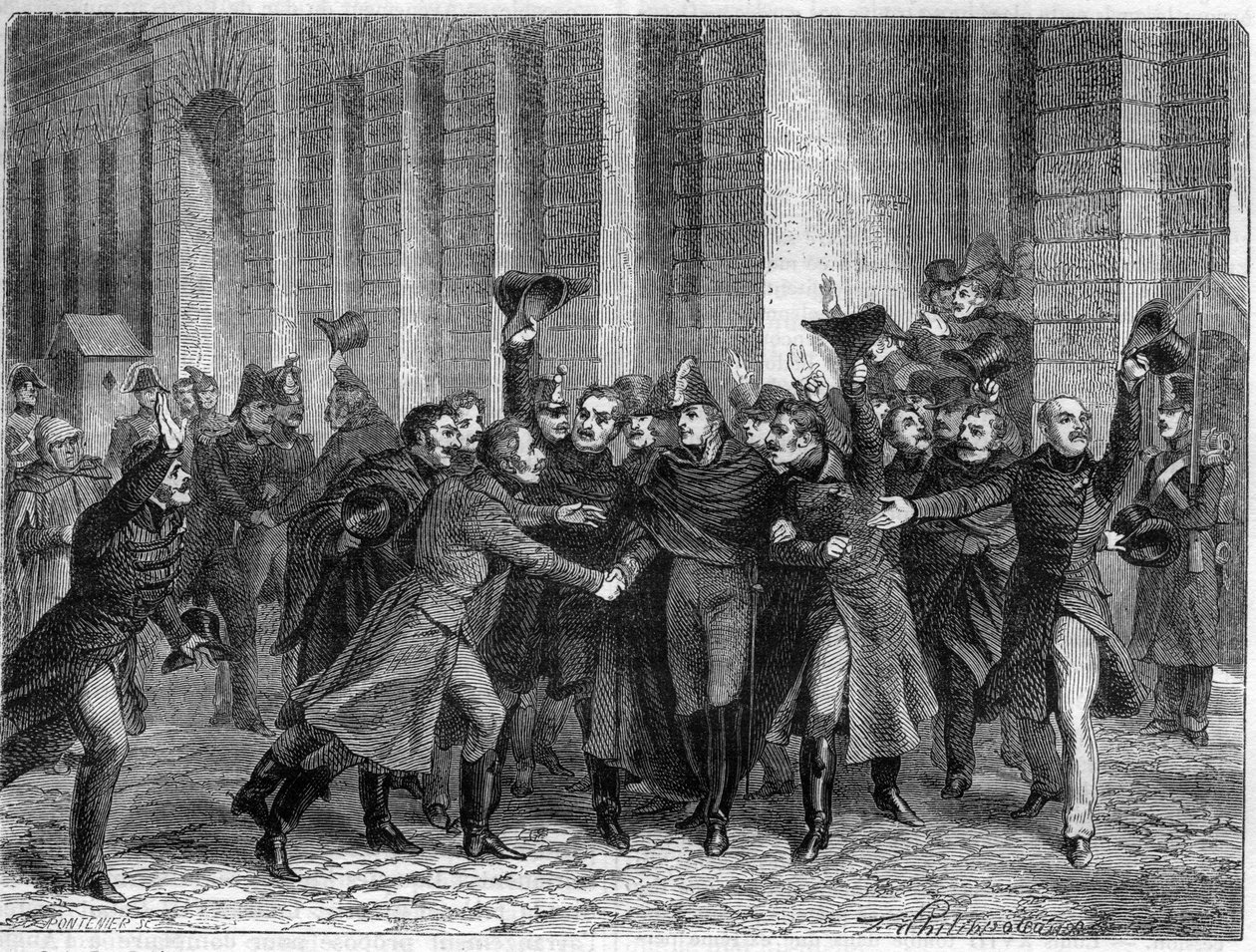 Triumfální zproštění viny Remyho Josepha Isidora Exelmanse, maršála a vrstevníka Francie (1775 - 1852) ze dne 23. ledna 1815, obviněného z udržování korespondence s nepřítelem - v „Histoire de l