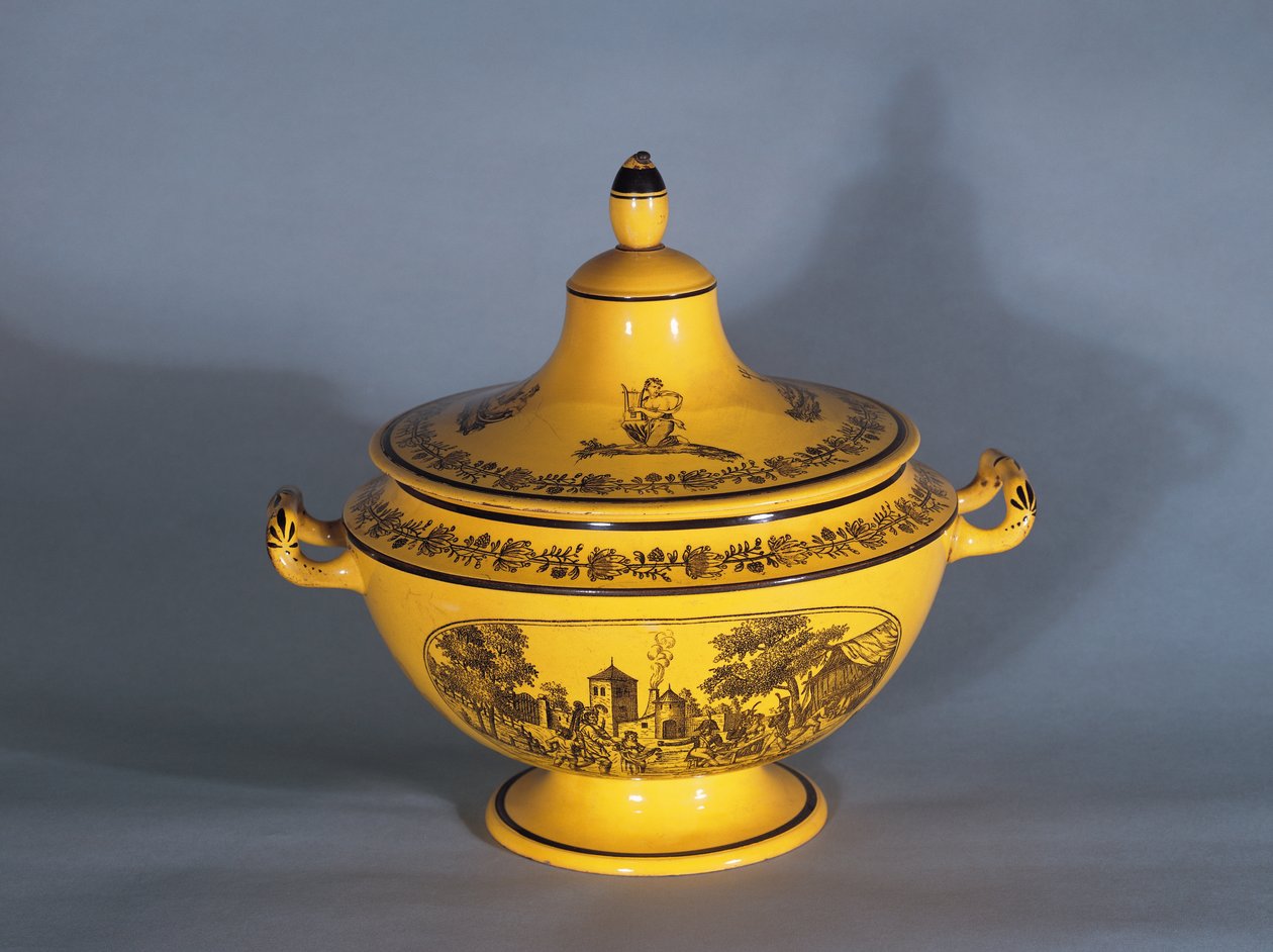 Tureen s černým tištěným designem, cca 1820 (fajáns) od French School