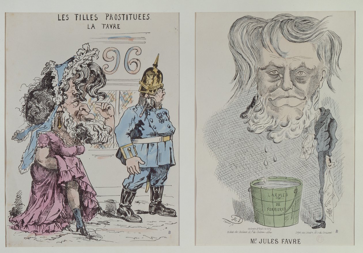 Dvě karikatury Julese Favrea (1809-80) 1870-71 od French School