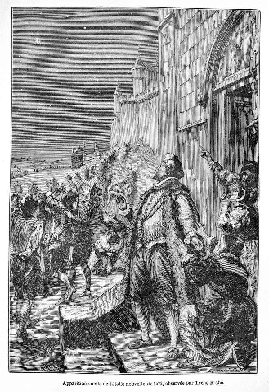 Tycho Brahe vidí novou hvězdu (rytina) od French School