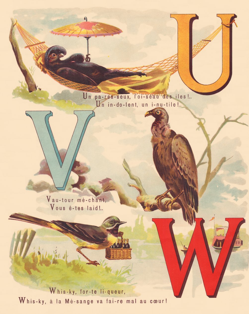 U V W: Černý eMu, sup, konipas, whisky od French School