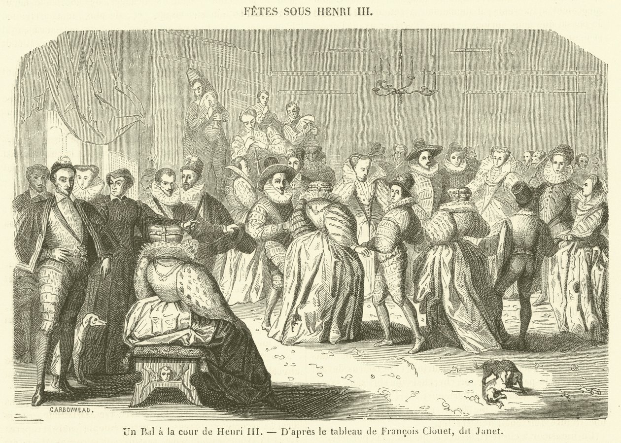 Un Bal a la cour de Henri III (rytina) od French School