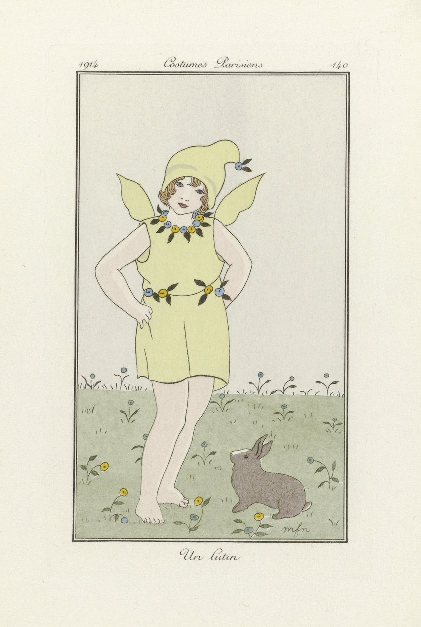 Un Lutin, z Costumes Parisien, vyd. 1914 (barevná litografie) od French School