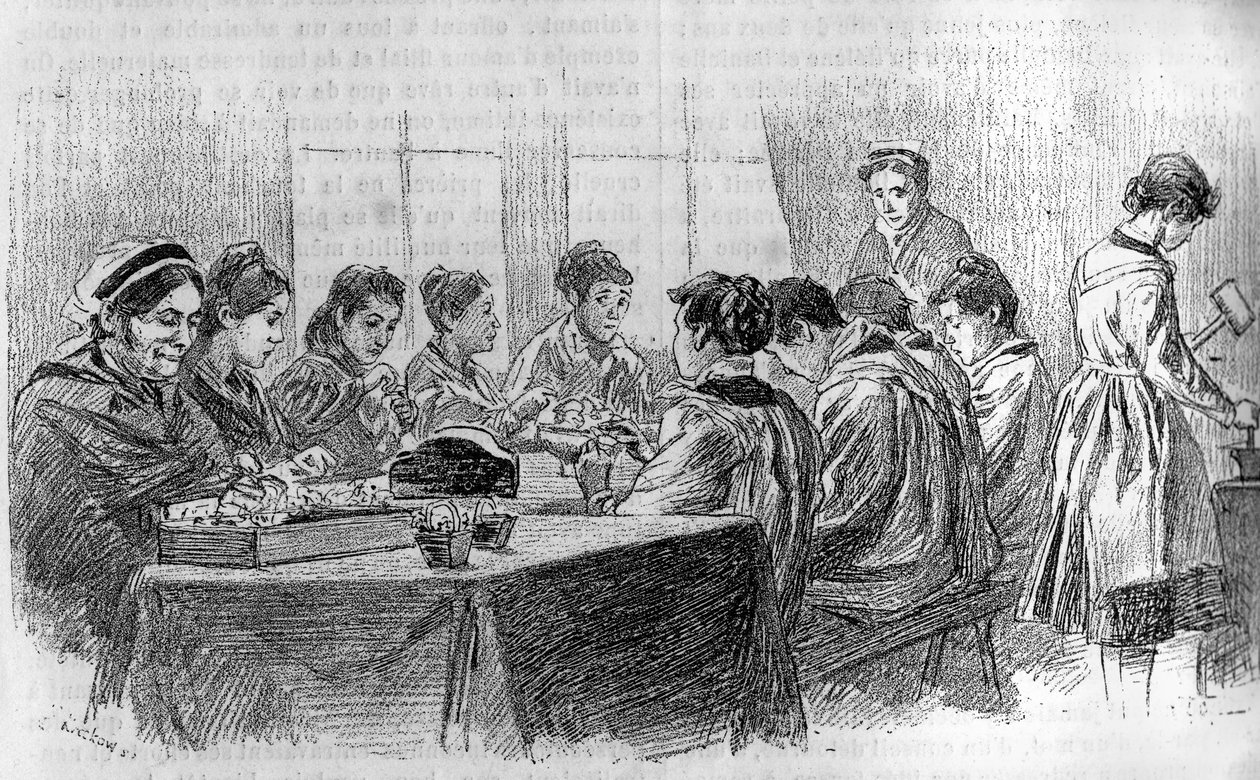 Workshop hloupých mladých dívek v Salpetriere v Paříži, v "" novinách mládeže "" 1887. od French School