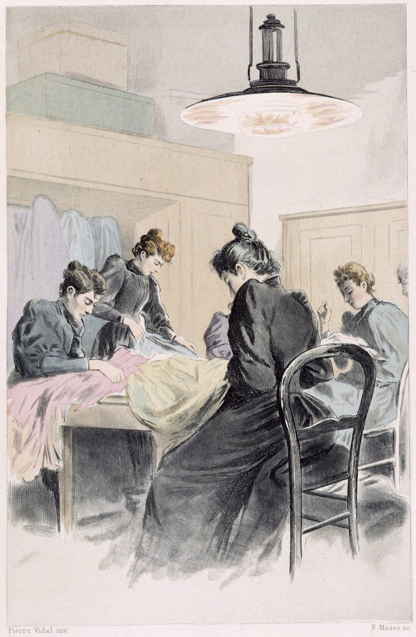 Šicí dílna - v „Naši současníci““ od Octave Uzanne od French School