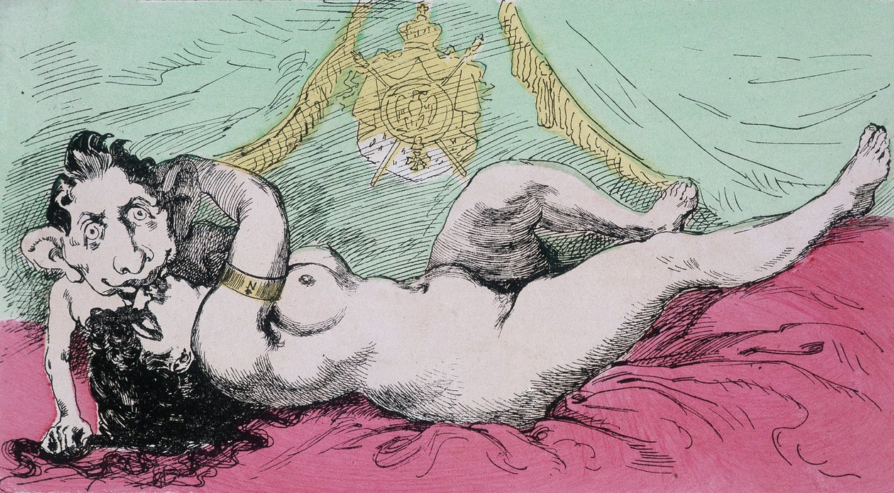 Pod vládou říše: Výchova prince. Karikatura Evžena Ludvíka Napoleona (1856-1879), syna Napoleona III. sd. 19. století od French School
