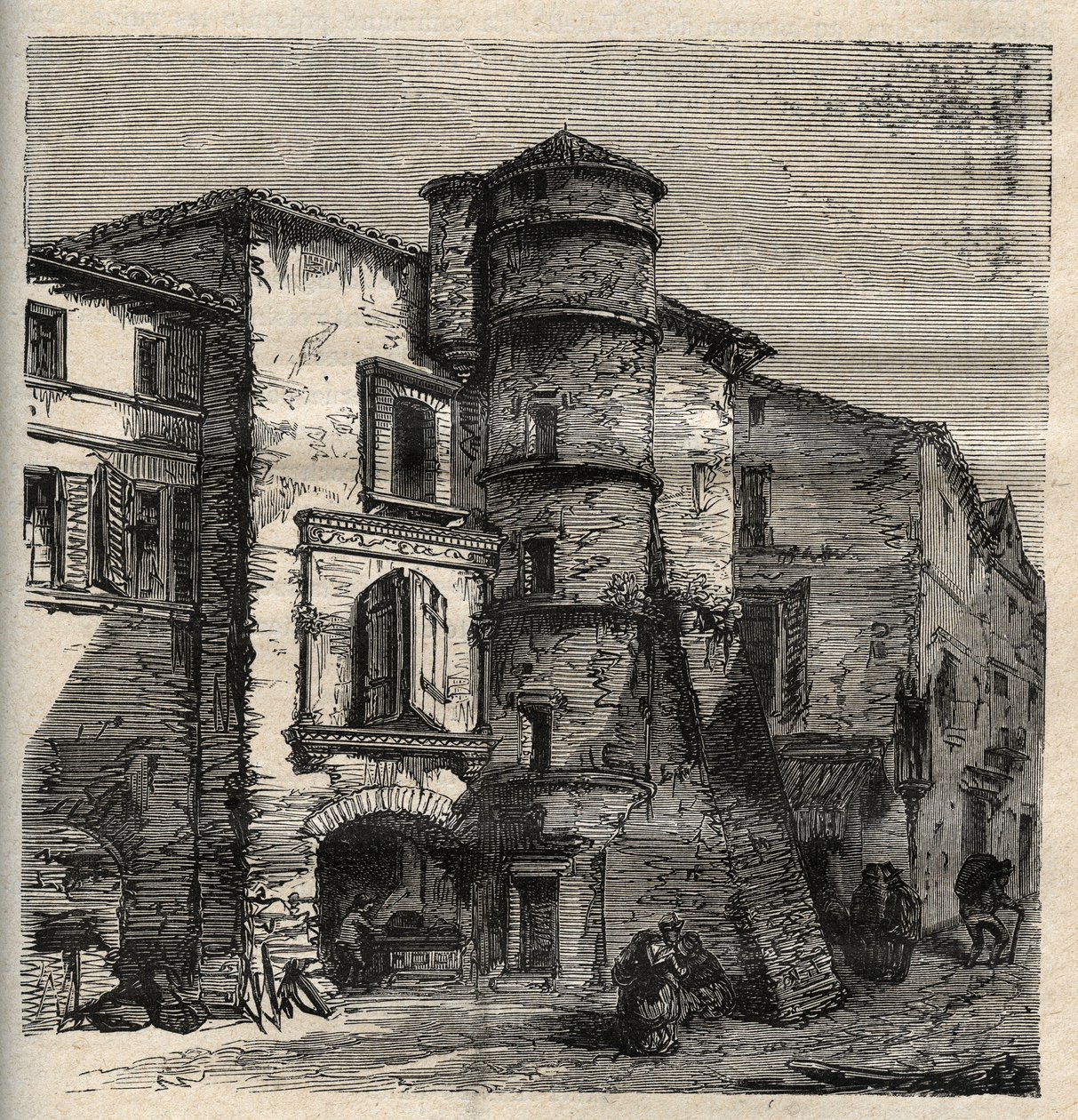 Uzes - starý hrad -Gard - Francie - rytina "” PATRIE”” - PECTUREQUIREQUE POPIS FRANCIE V 6 SVAZTECH LUCIEN HUARD - konec 19. stol. od French School