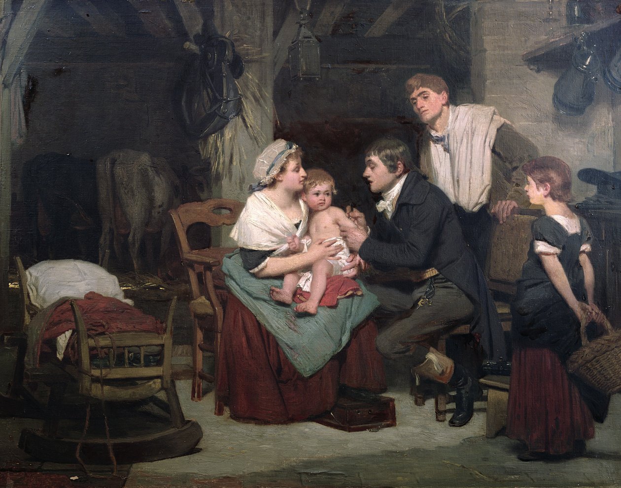 Očkování proti neštovicím, cca 1800 od French School