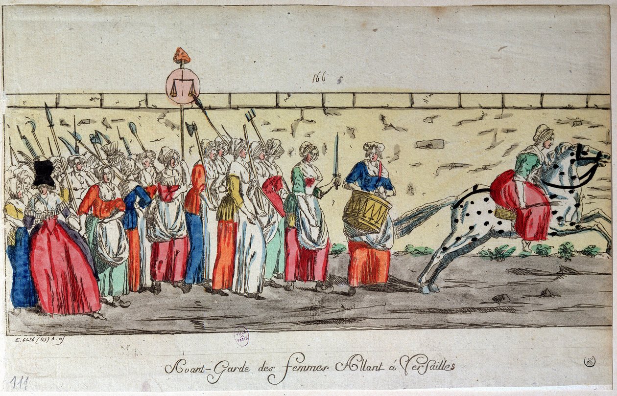Předvoj žen jedoucích do Versailles 5. října od French School