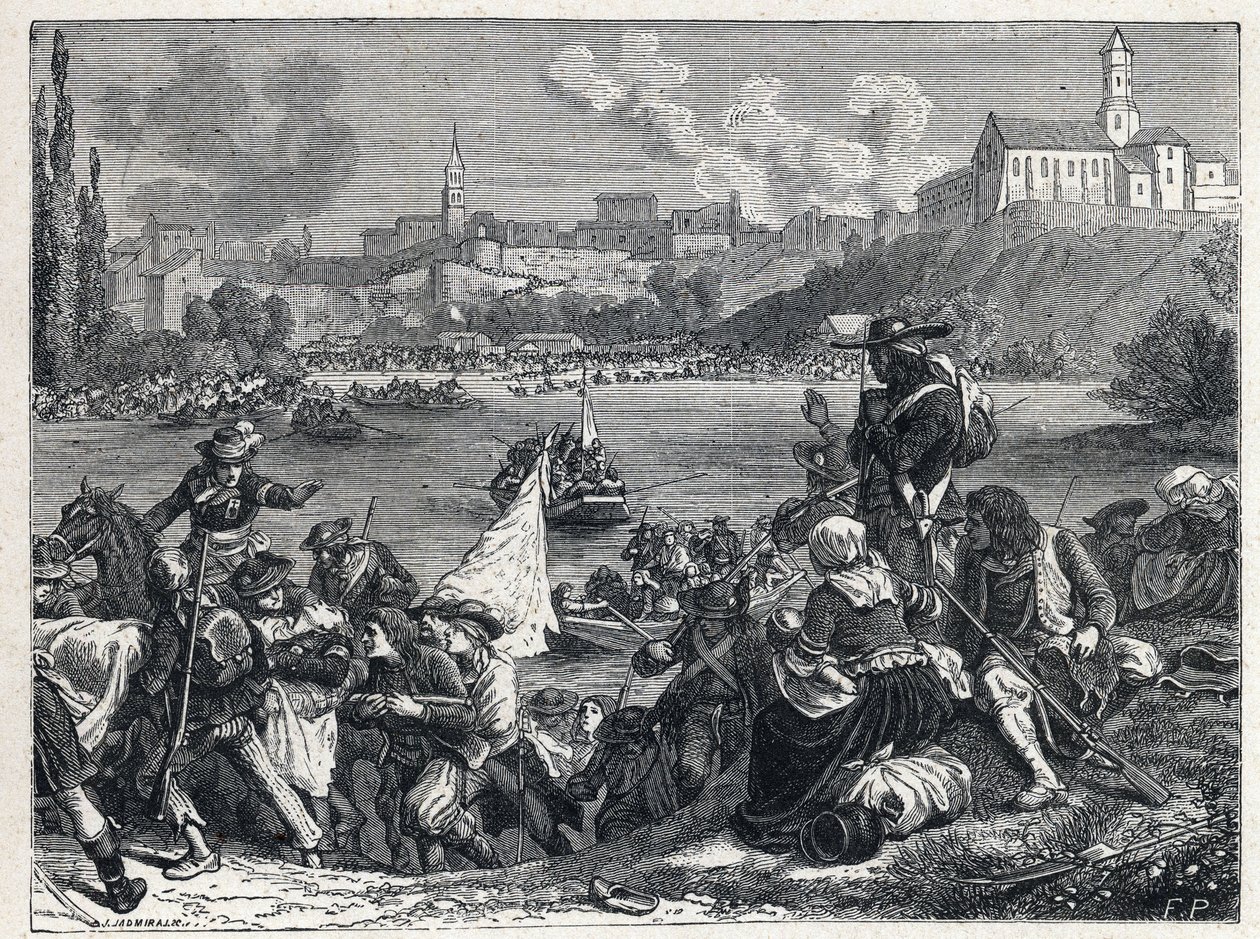 Vendeeská válka (1793-1796): Vendeans, poražení v bitvě u Cholet, se vrátili k Loiře 18. od French School