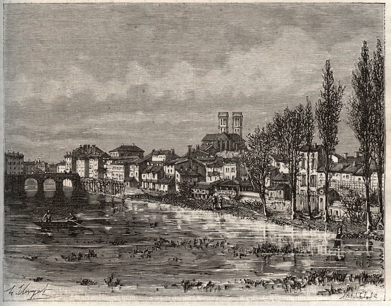 Verdun - Morbihan v Bretani - rytina v „La France illustrée: geografie, historie, statistická správa“ od V.A. Malt-Brown. 1884 od French School