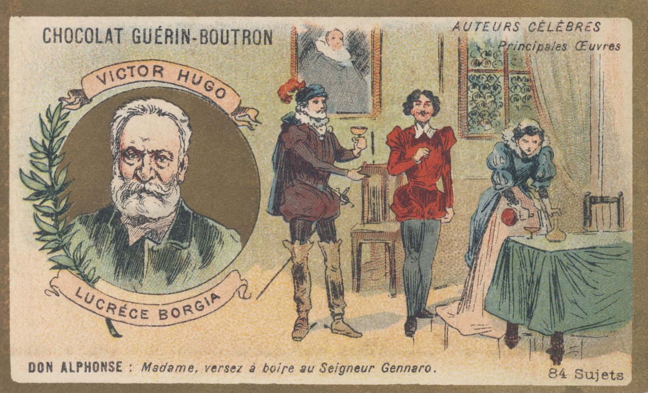 Victor Hugo (1802-1885), francouzský básník, dramatik, spisovatel a romanopisec, autor „Lucrece Borgia“, drama v próze (1833) od French School