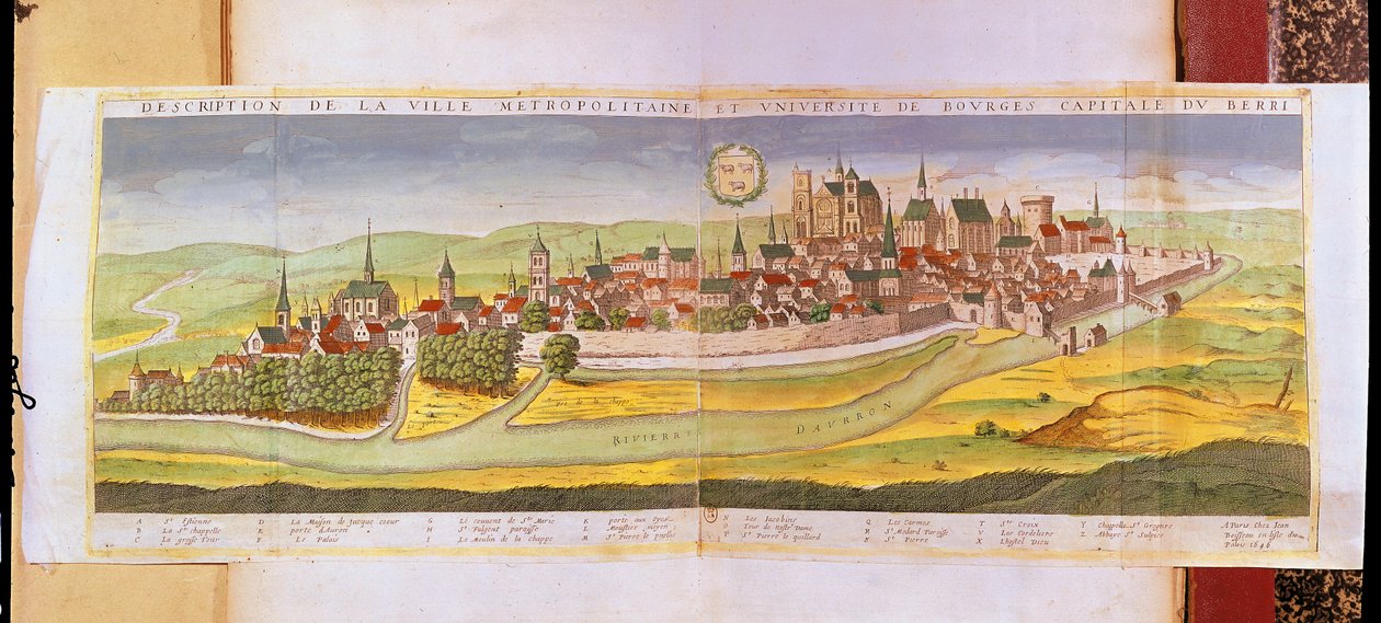 Pohled na Bourges a univerzitu, hlavní město Berry, 1646 od French School