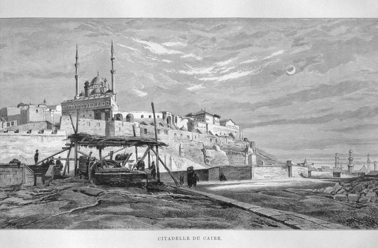 Pohled na káhirskou citadelu, z LEgypte od Georga Moritze Eberse, 1881 od French School