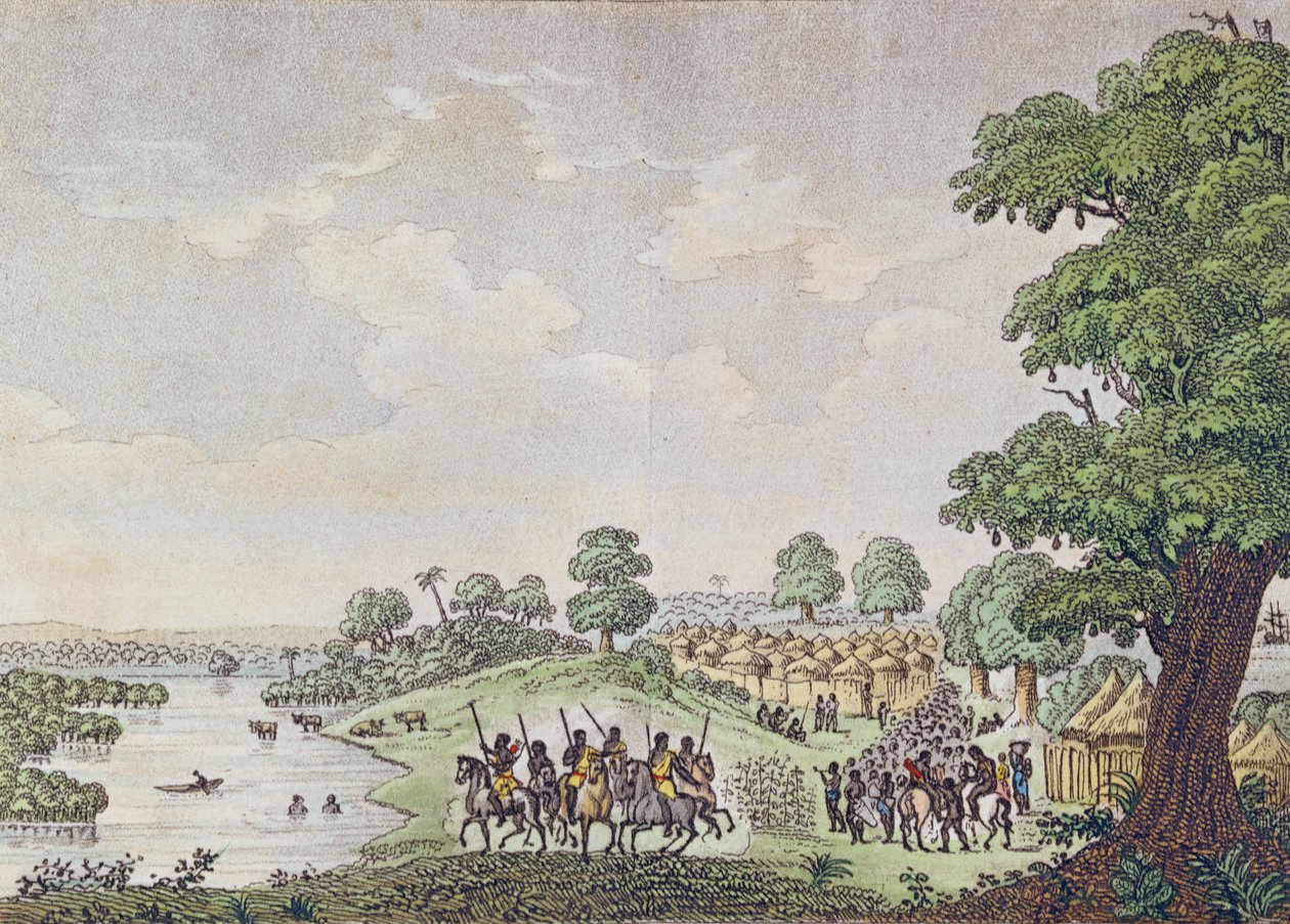 Pohled na Joal, obchodní přístav v království Sine, Senegal, c.1810 od French School