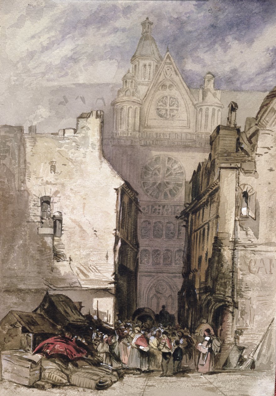 Pohled na St. Eustache a Les Halles, c.1820-30 od French School