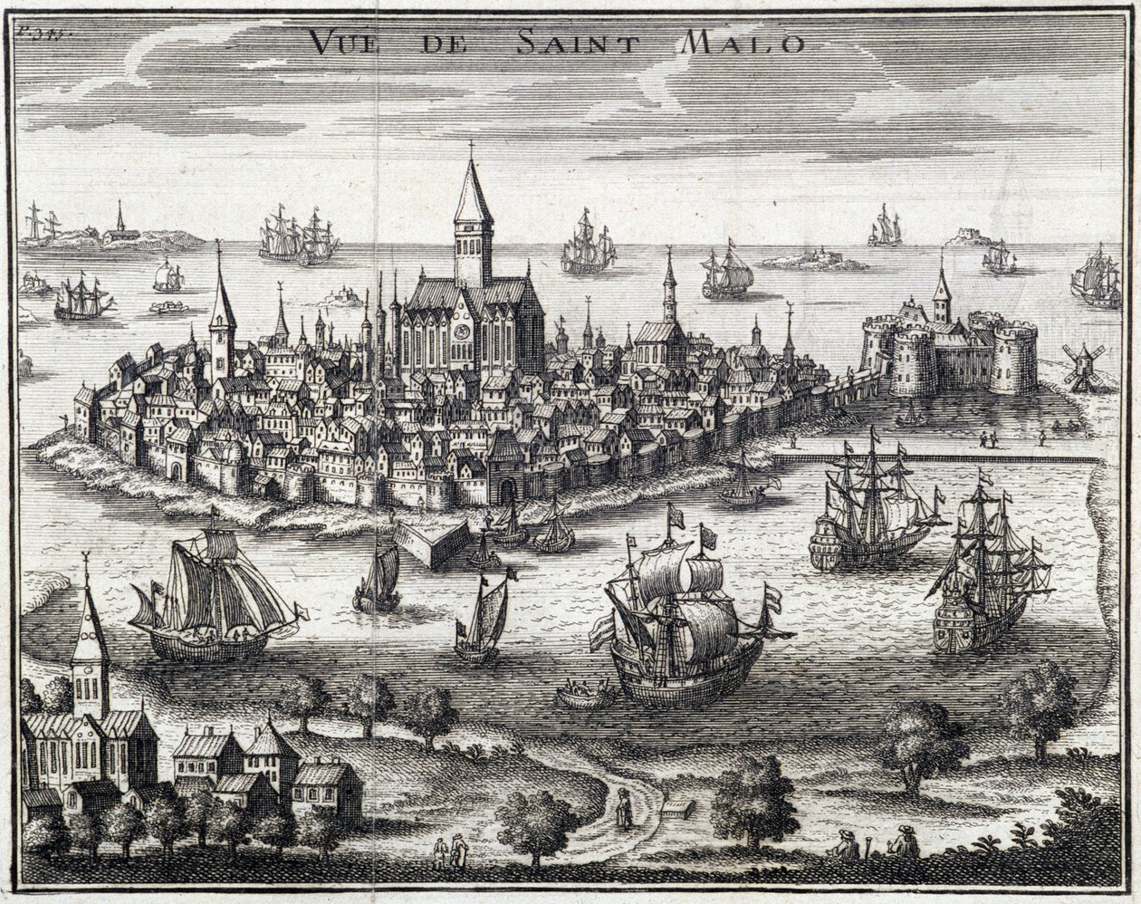Pohled na St Malo - anonymní rytina od French School