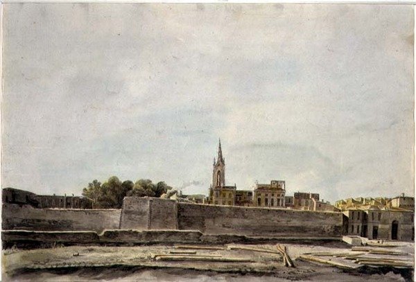 Pohled na panoráma města v jižní Francii, cca 1800 (akvarel na papíře) od French School
