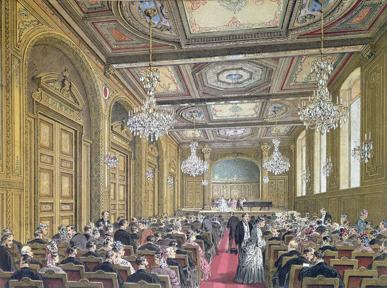 Pohled na koncert v Salle Herz na Rue de la Victoire, Paříž, c.1870-80 od French School