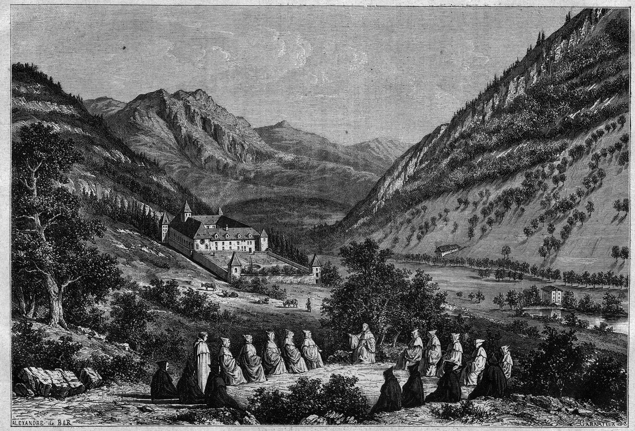 Pohled na opatství Tamie v Savoy (cisterciácká komunita). od French School