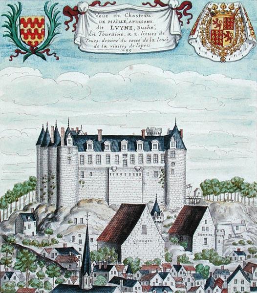 Pohled na Chateau de Maille v Touraine od French School