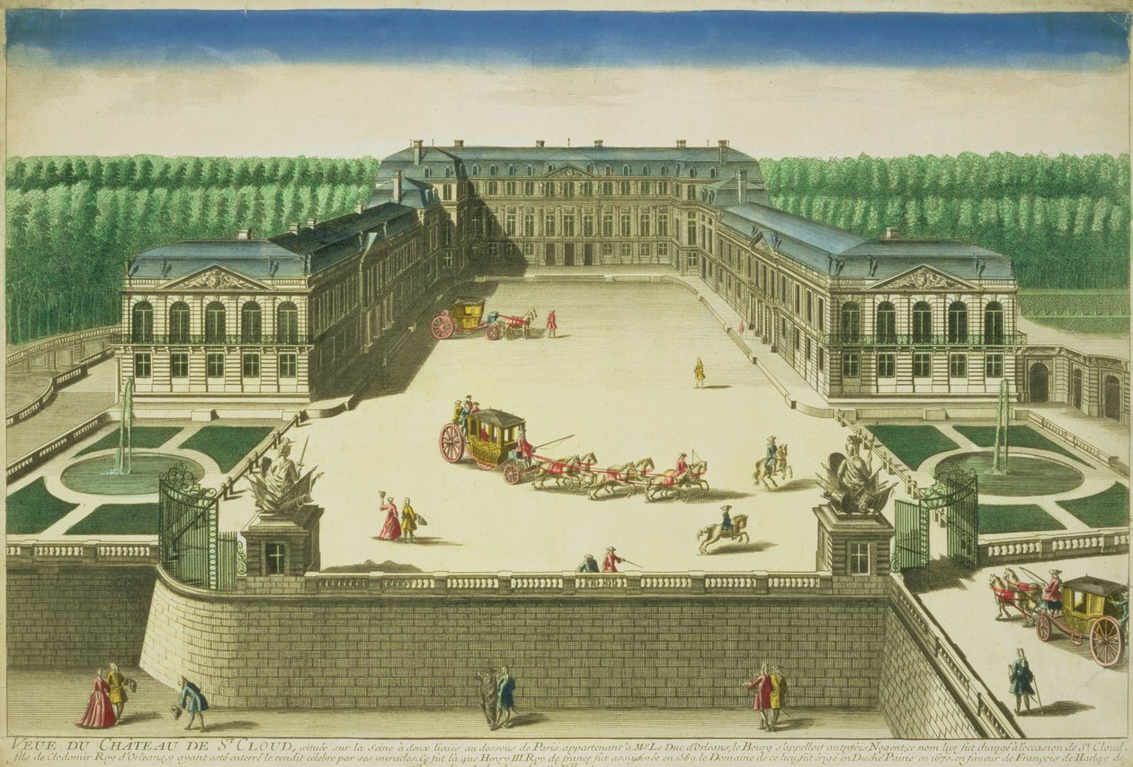 Pohled na zámek St. Cloud, rytý Antoine Aveline (1691-1743) od French School