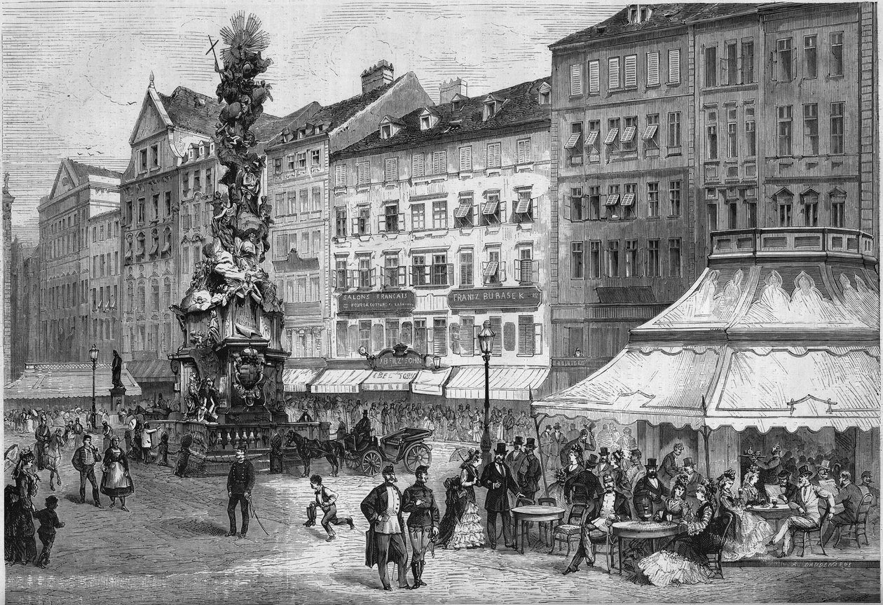 Pohled na "Graben"" v centru města Vídně, Rakousko od French School