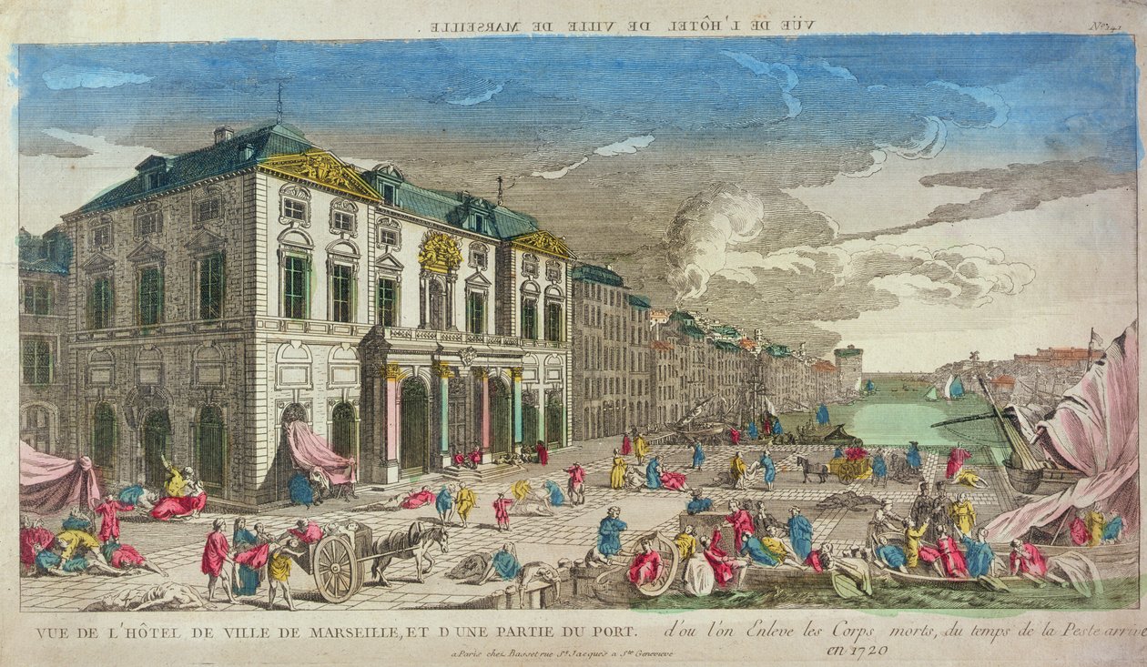 Pohled na Hotel de Ville, Marseille, v roce 1720 od French School