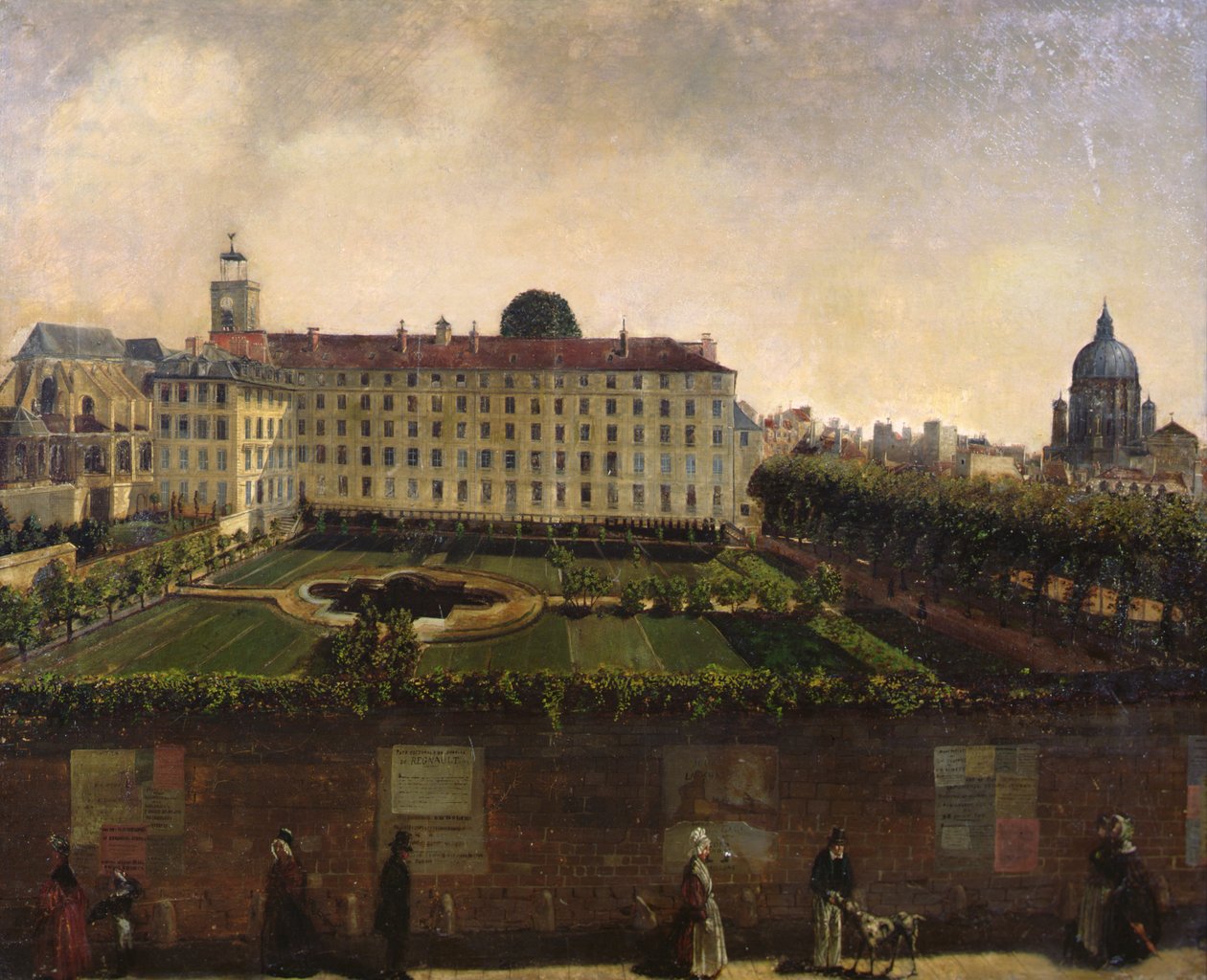 Pohled na Institut National des Jeunes Sourds, Paříž, kolem roku 1840 (olej na plátně) od French School