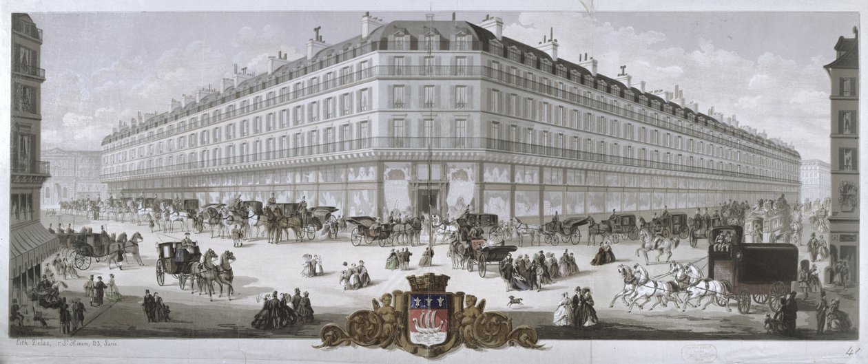 Pohled na obchodní dům Magasins du Louvre, Paříž, 1866 od French School