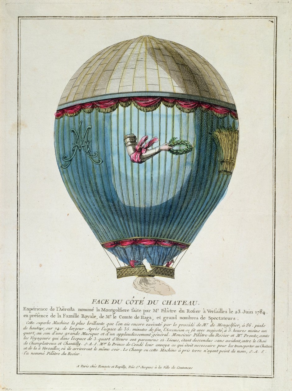 Pohled na balón používaný Francoisem Pilatrem de Rozier (1754-85) ve Versailles 23. června 1784 od French School