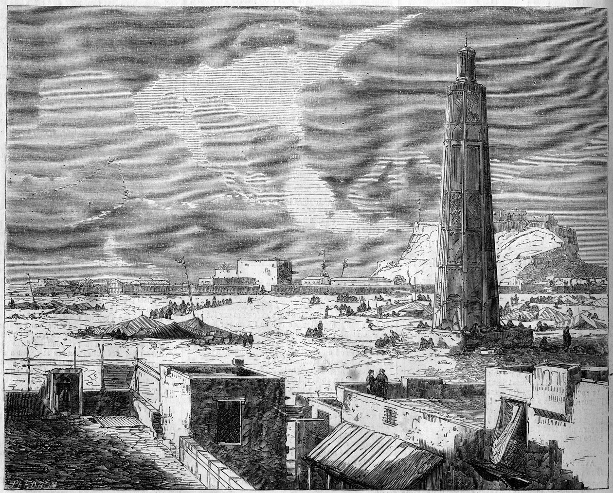 Pohled na město Aden, hlavní město Jemenu, v roce 1861. Rytina v „“ Le Monde Illustré““ č. 242 z 30. listopadu od French School