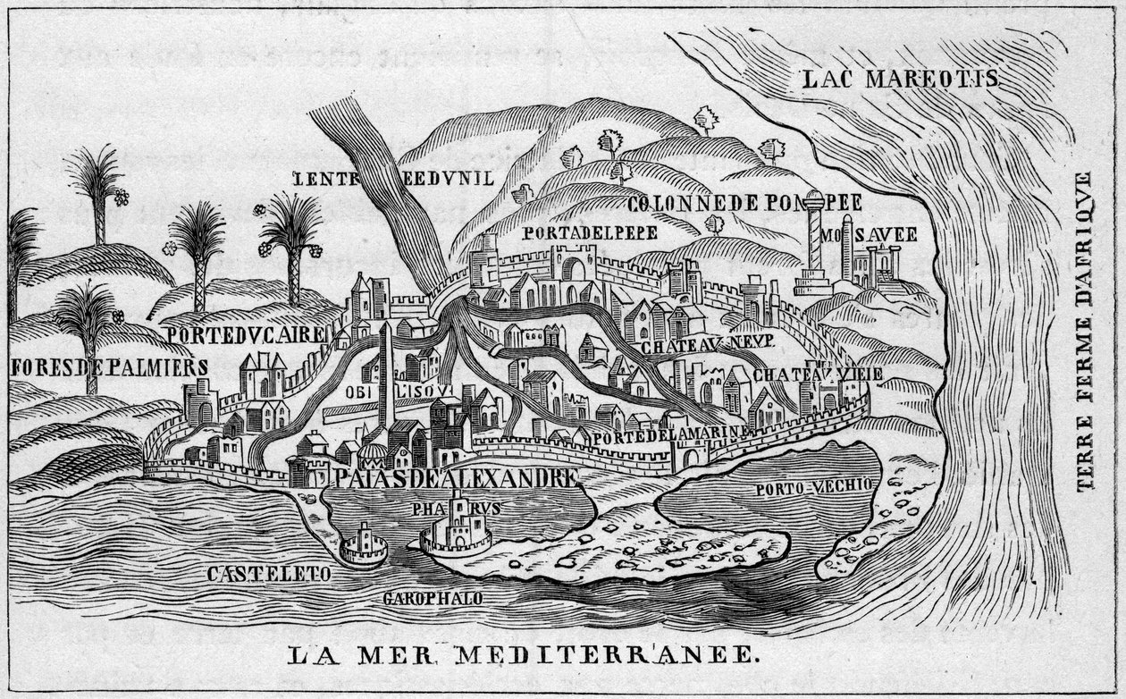 Pohled na město Alexandrie, Egypt od French School