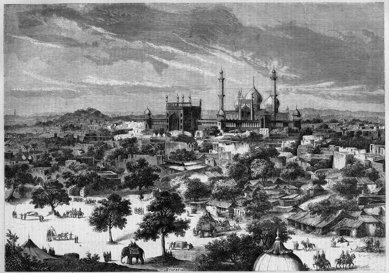 Pohled na město Dillí (Indie) v roce 1857. Z náčrtu prince Alexise Soltykoffa. Rytina od Bertranda v „“Le Monde Illustré““ č. 20 z 29. srpna 1857. od French School