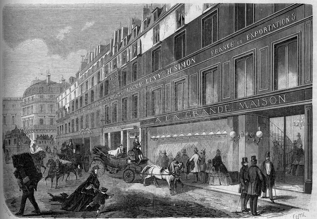 Pohled na fasádu "" La Grande Maison ", oděvní továrny. Paříž od French School