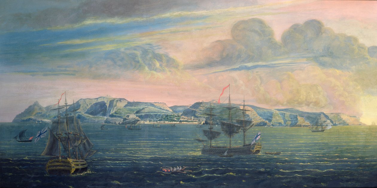 Pohled na ostrov Svatá Helena, cca 1820 (wc a kvaš na papíře) (viz také 182638) od French School