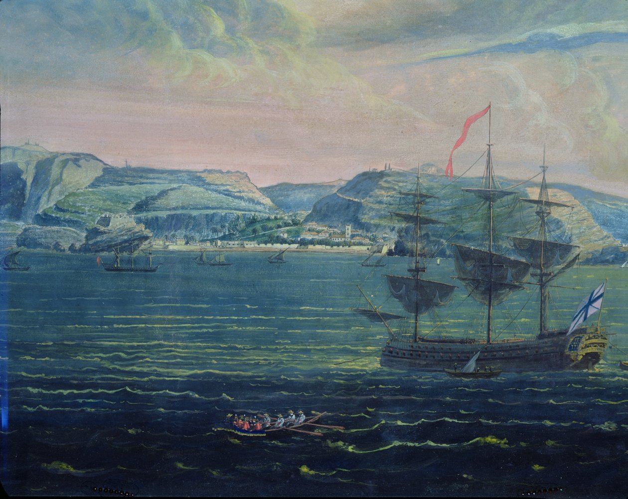 Pohled na ostrov Svatá Helena, cca 1820 (wc a kvaš na papíře) (viz také 182640) od French School
