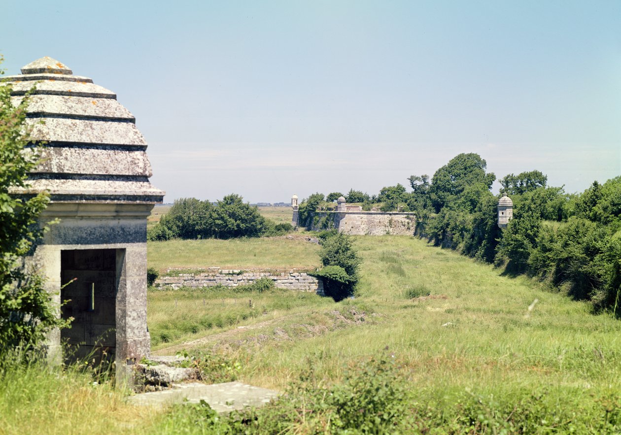 Pohled na zničené opevnění postavené Richelieu po roce 1628 od French School