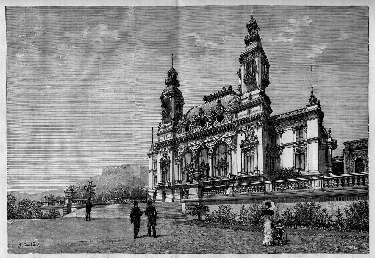 Při pohledu mimo kasino Monte Carlo (Monte-Carlo). od French School
