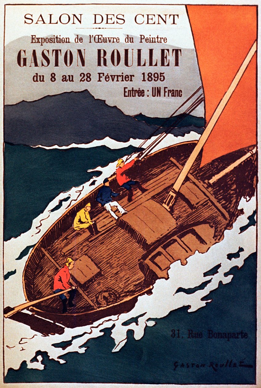 Vintage plakát pro výstavu malířské galerie od umělce Gastona Roulette, 1895 od French School