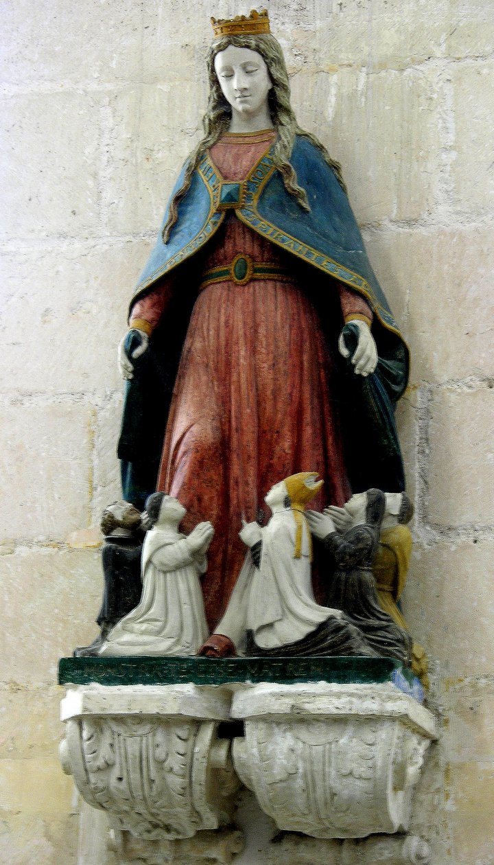 Virgin Protecting the Clergye (polychromovaný kámen) od French School