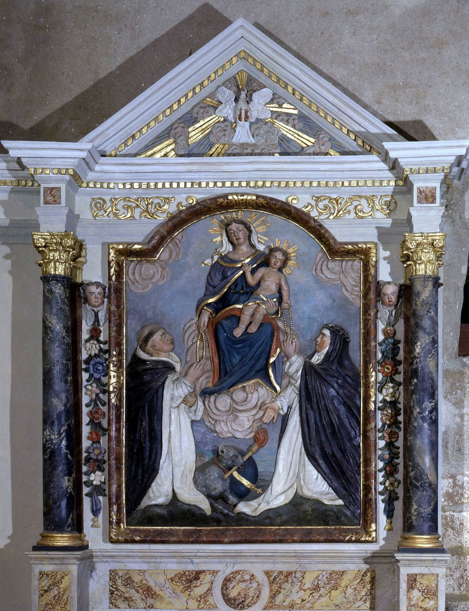 Panna a dítě, oltářní obraz kostela Hruška o životě, Vendee. od French School