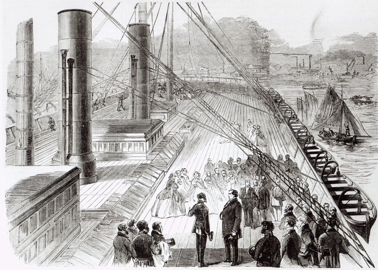 Návštěva prince Napoleona na Great Eastern v Southamptonu 18. října 1859, ilustrace z Le Monde Illustre, 5. listopadu 1859 od French School