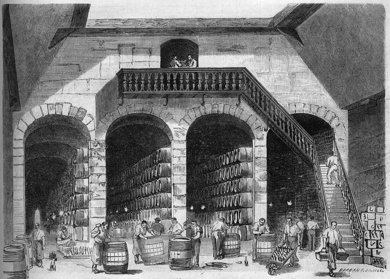 Vinařství: vnitřní pohled na chaix a sklepy M. Cruse et fils freres, Bordeaux, Gironde (33) od French School