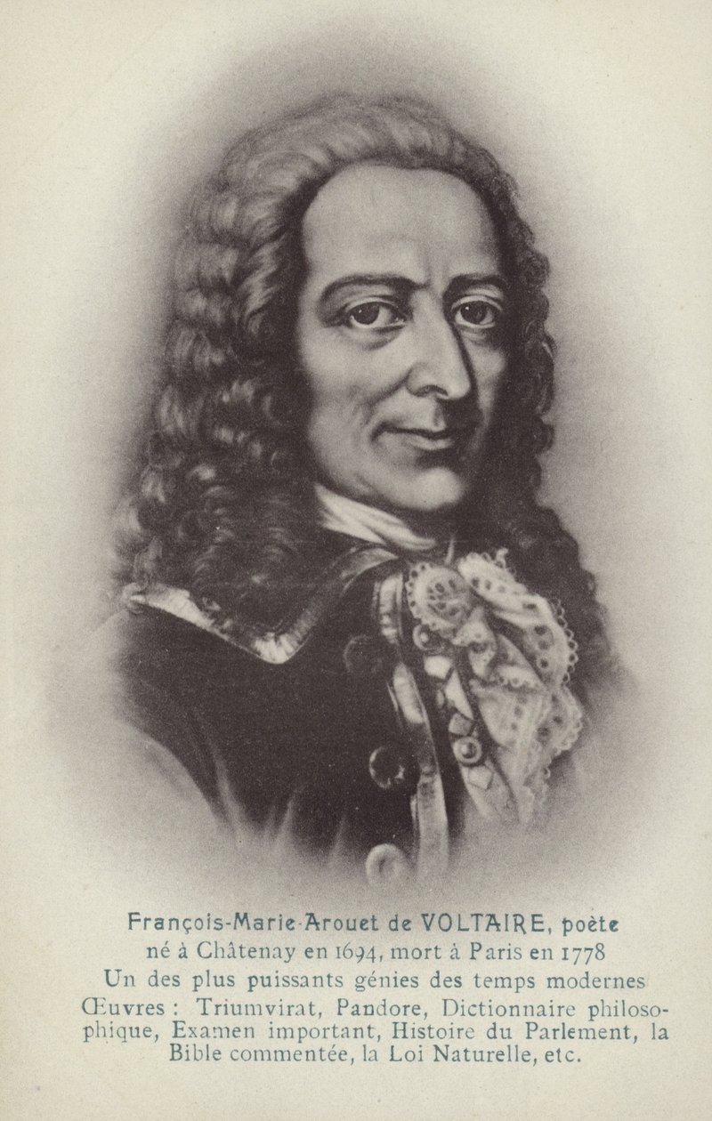 Voltaire (1694-1778), francouzský spisovatel, filozof a dramatik (litografie) od French School